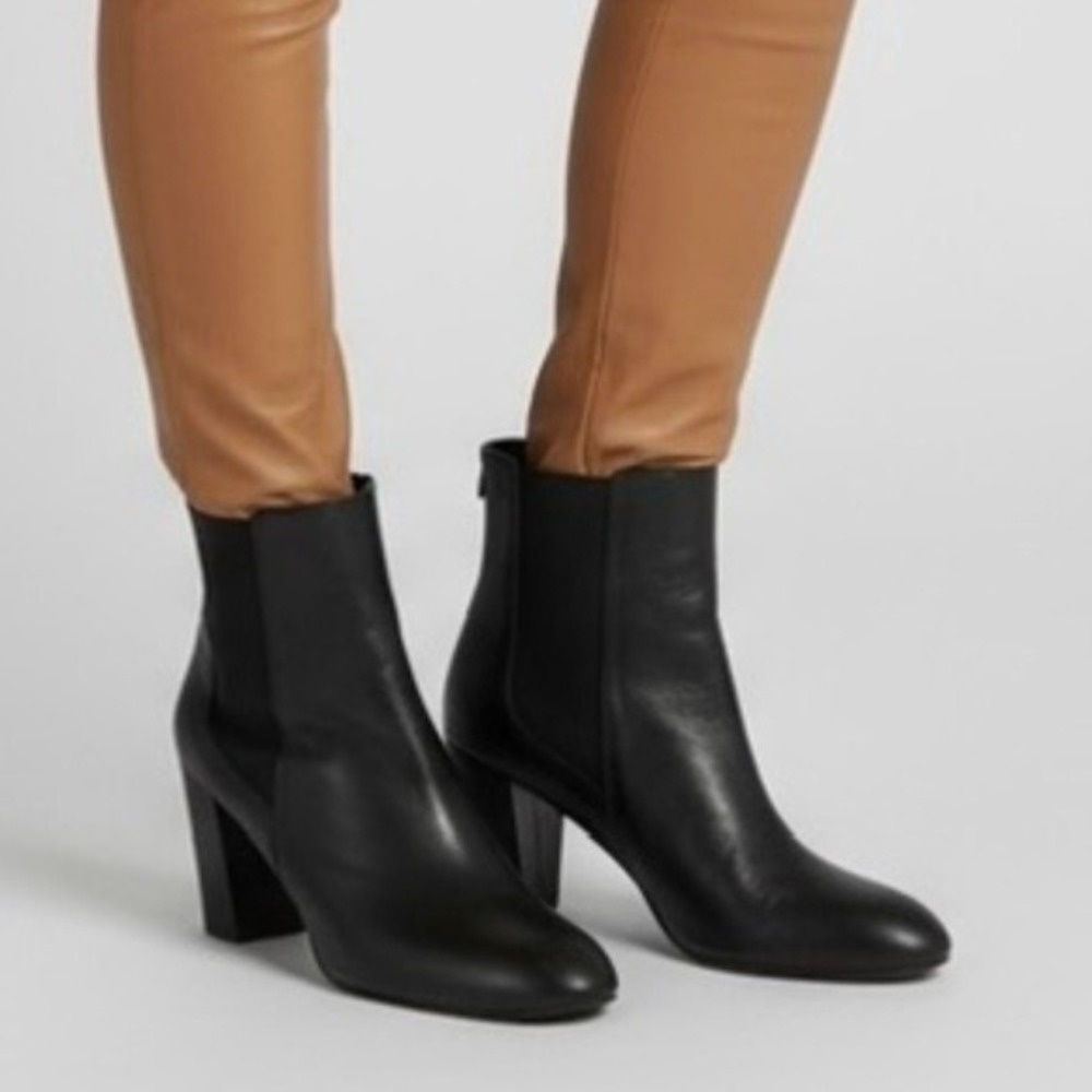 Sam Edelman Black Leather Block Heel Ankle Boots Size 9.5 Booties